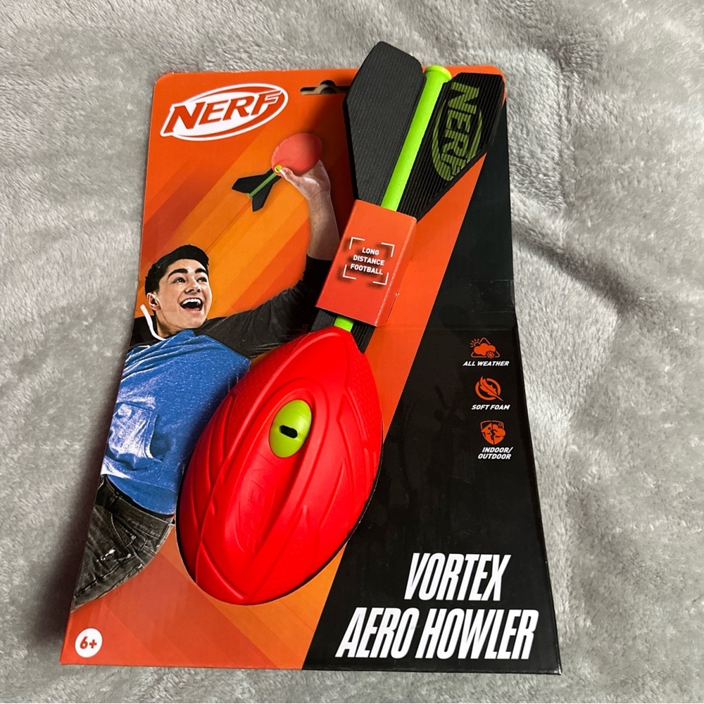 Nerf Vortex Long Distance Football in Red and Green
